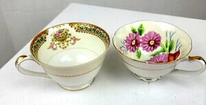 VNTG Teacups Hand Painted Both Marked Occupied Japan Adline China and Usagco